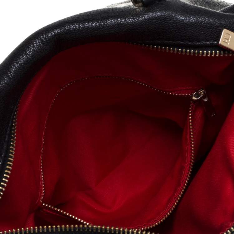 Pre Owned Carolina Herrera Black Leather Zip Satchel 