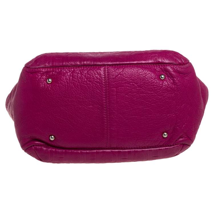 Pre Owned Carolina Herrera Fuchsia Monogram Leather Audrey Tote