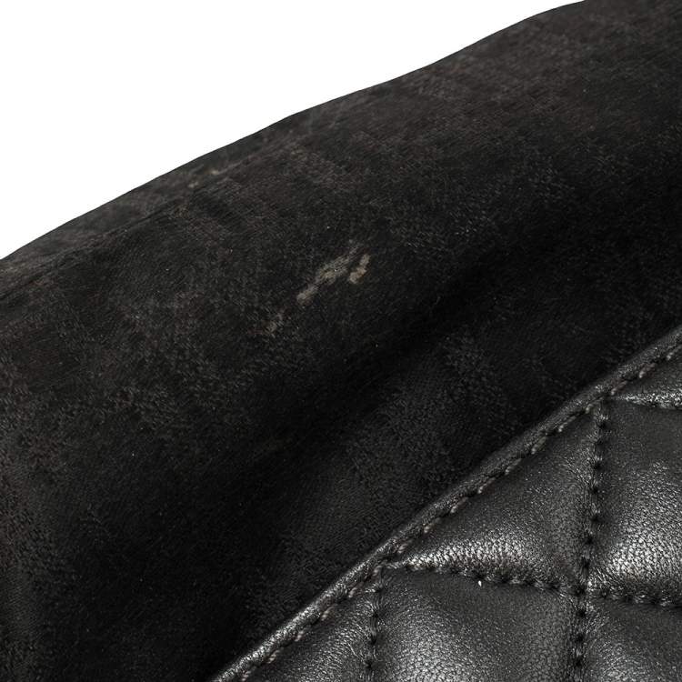 Pre Owned Carolina Herrera Dark Grey Quilted Leather Flap Chain Bag