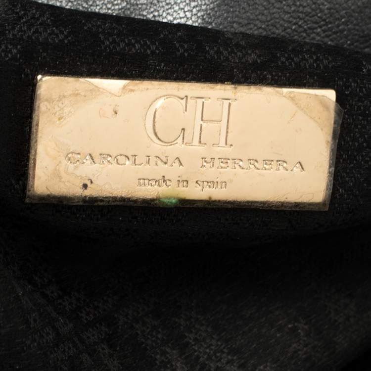 Pre Owned Carolina Herrera Dark Grey Quilted Leather Flap Chain Bag