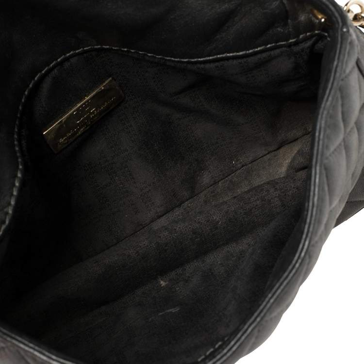 Pre Owned Carolina Herrera Dark Grey Quilted Leather Flap Chain Bag