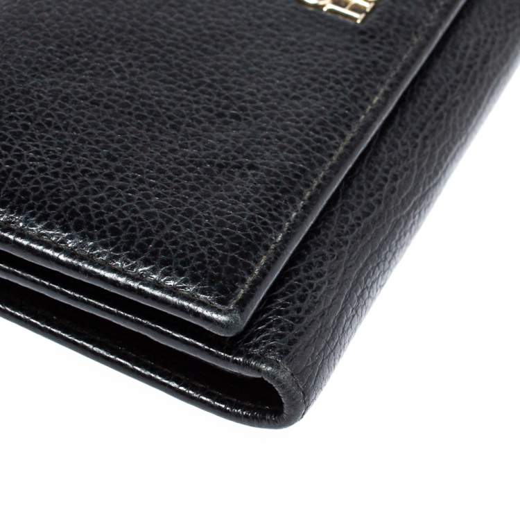 Pre Owned Carolina Herrera Black Leather Flap Continental Wallet