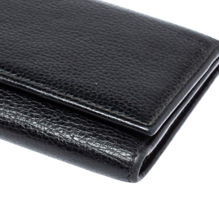 Pre Owned Carolina Herrera Black Leather Flap Continental Wallet