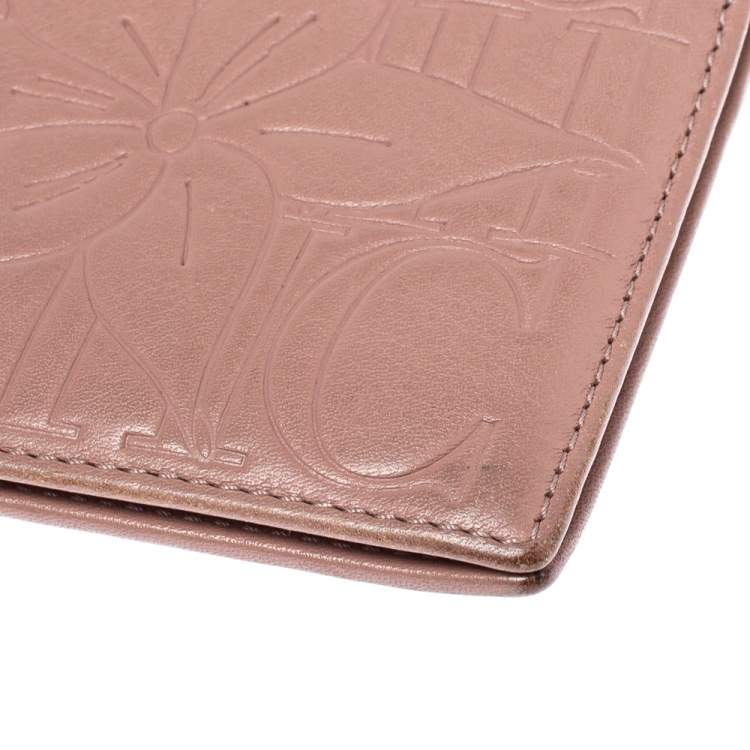 Pre Owned Carolina Herrera Pink Embossed Leather Continental Wallet