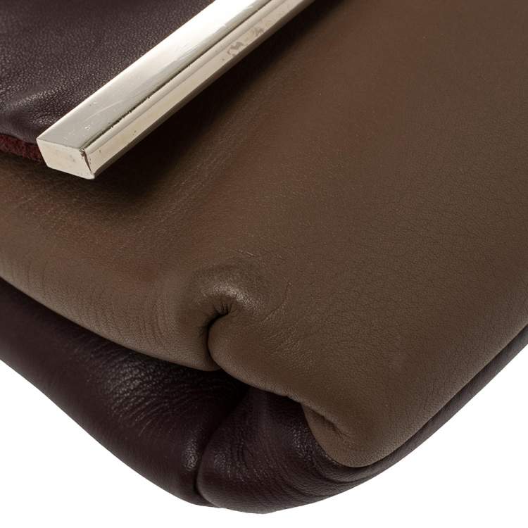 Pre Owned Carolina Herrera Bicolor Leather Top Handle Bag