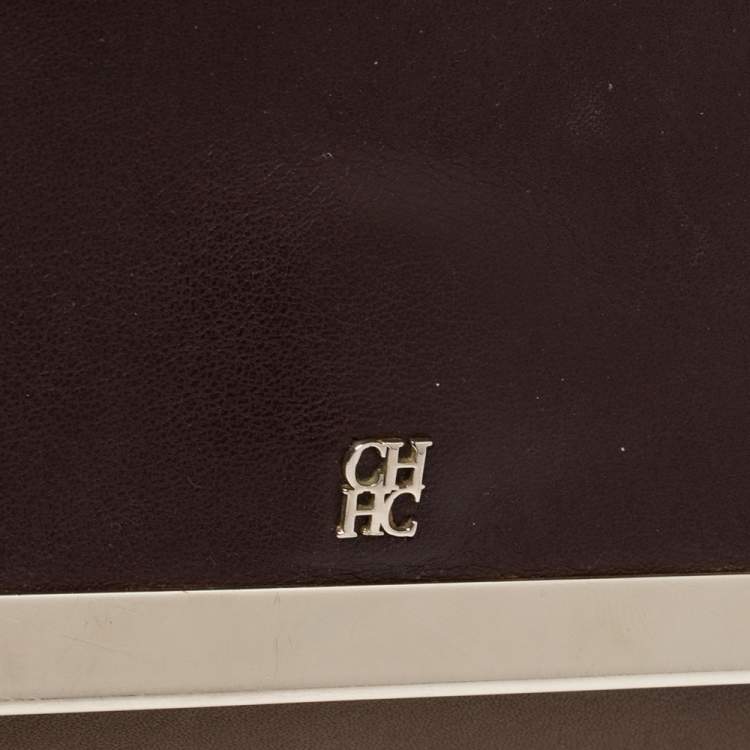 Pre Owned Carolina Herrera Bicolor Leather Top Handle Bag