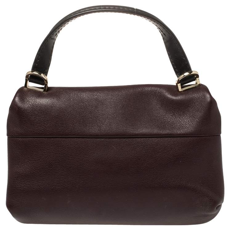 Pre Owned Carolina Herrera Bicolor Leather Top Handle Bag