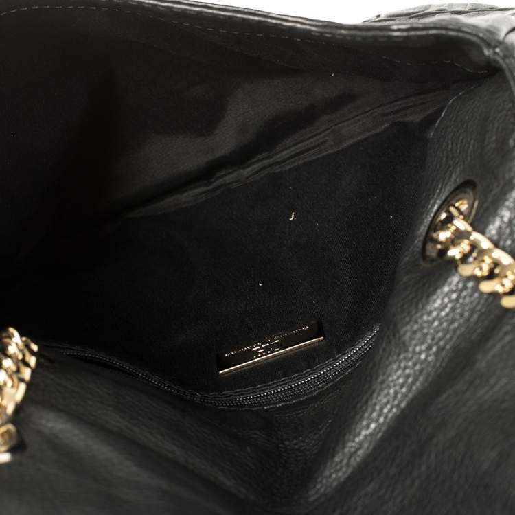 Pre Owned Carolina Herrera Black Monogram Leather Audrey Shoulder Bag