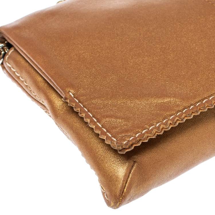 Pre Owned Carolina Herrera Brown Leather Chain Shoulder Bag