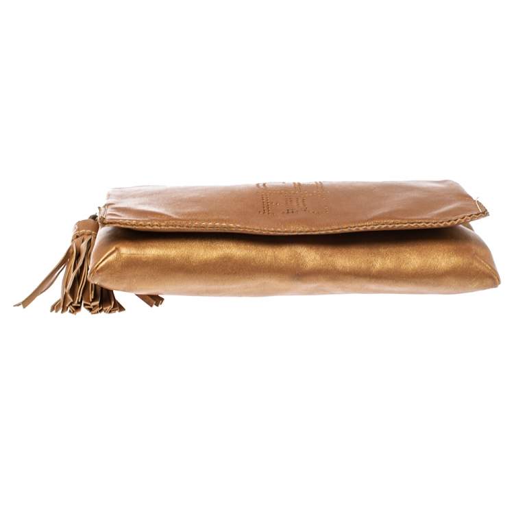 Pre Owned Carolina Herrera Brown Leather Chain Shoulder Bag