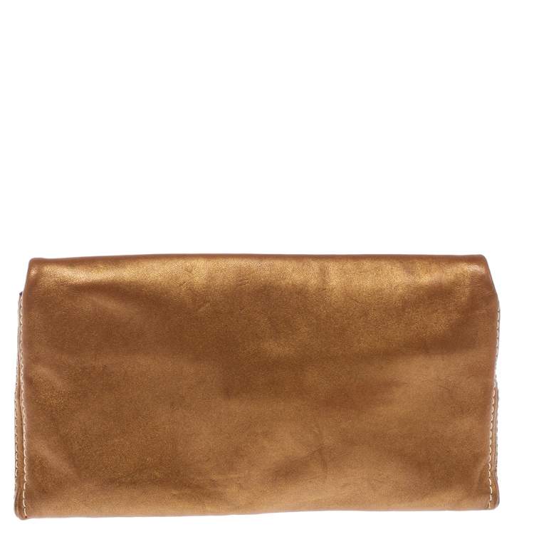 Pre Owned Carolina Herrera Brown Leather Chain Shoulder Bag