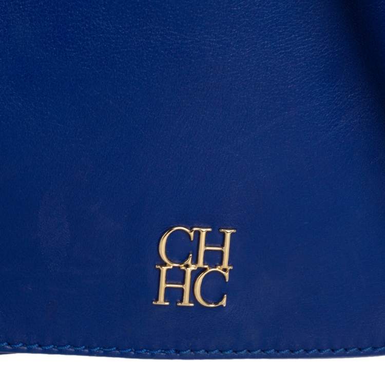 Pre Owned Carolina Herrera Blue Leather New Baltazar Flap Shoulder Bag