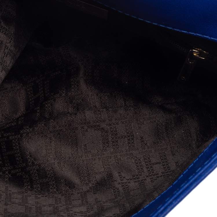 Pre Owned Carolina Herrera Blue Leather New Baltazar Flap Shoulder Bag