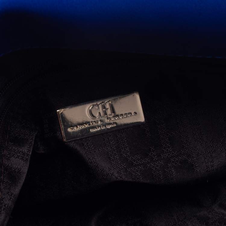 Pre Owned Carolina Herrera Blue Leather New Baltazar Flap Shoulder Bag