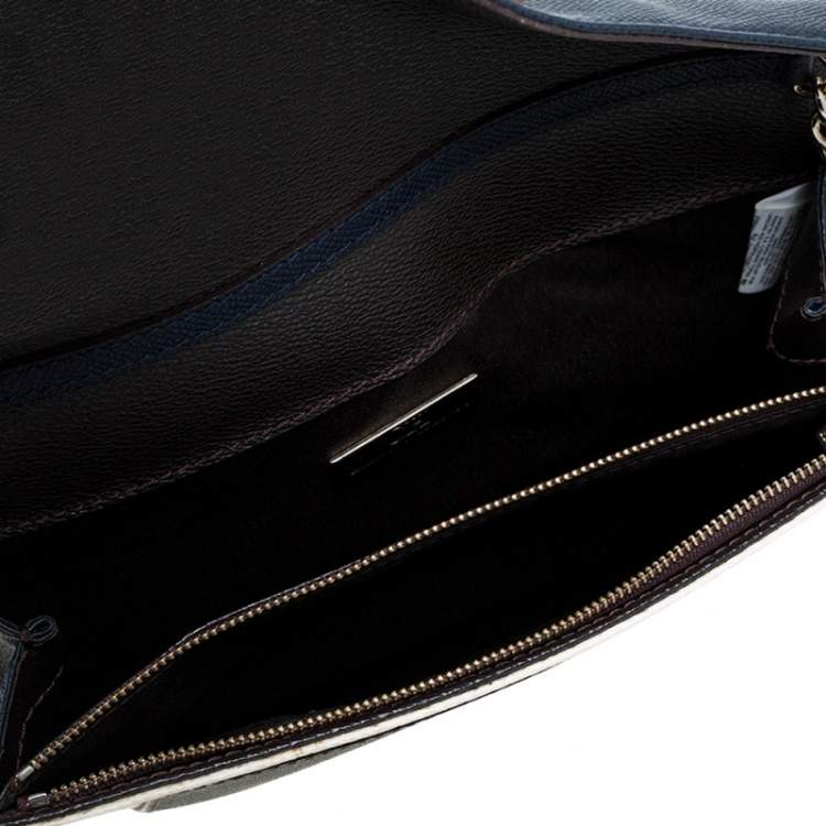 Pre Owned Carolina Herrera Multicolor Monogram Coated Canvas and Leather Envelope Flap Shoulder Bag