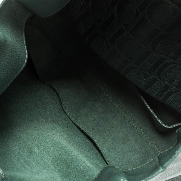 Pre Owned Carolina Herrera Green Leather Flap Tote