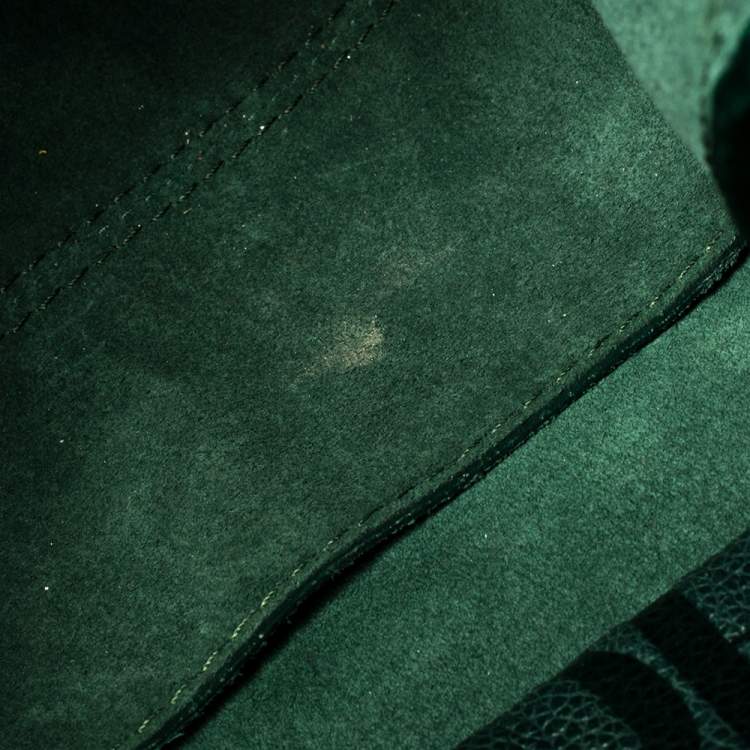 Pre Owned Carolina Herrera Green Leather Flap Tote