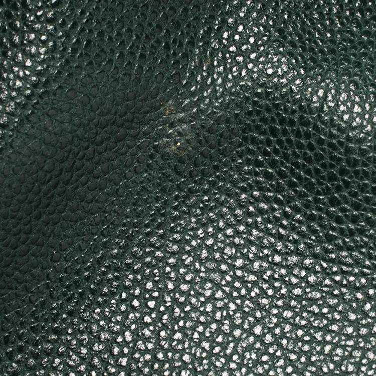 Pre Owned Carolina Herrera Green Leather Flap Tote