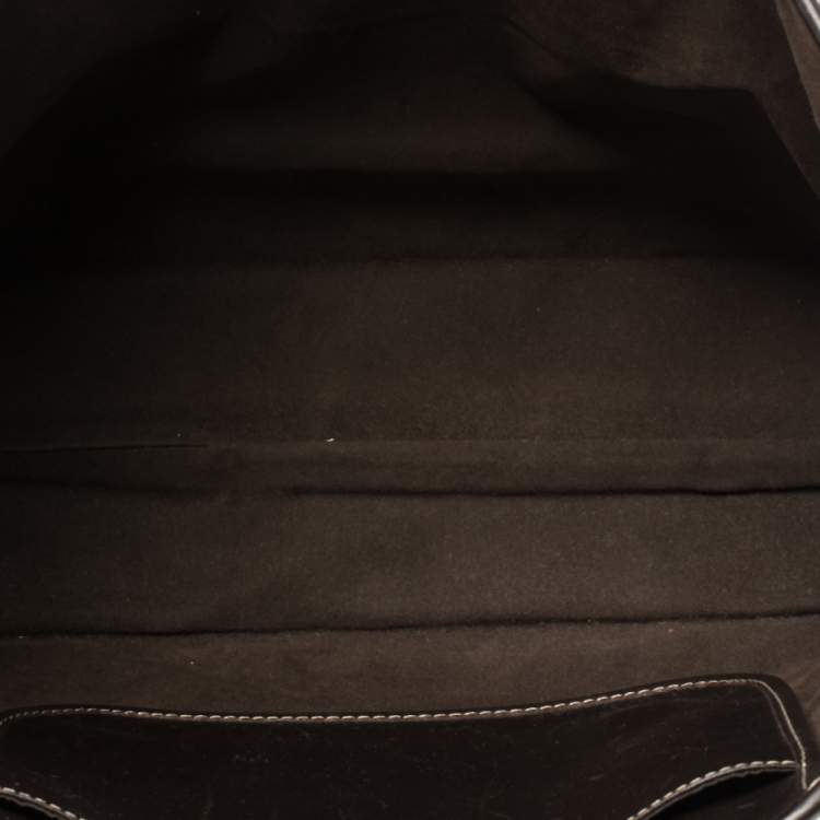 Pre Owned Carolina Herrera Dark Brown Monogram Embossed Leather Shopper Tote