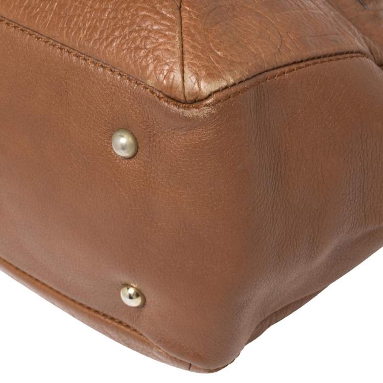 Pre Owned Carolina Herrera Brown Monogram Leather Audrey Tote 