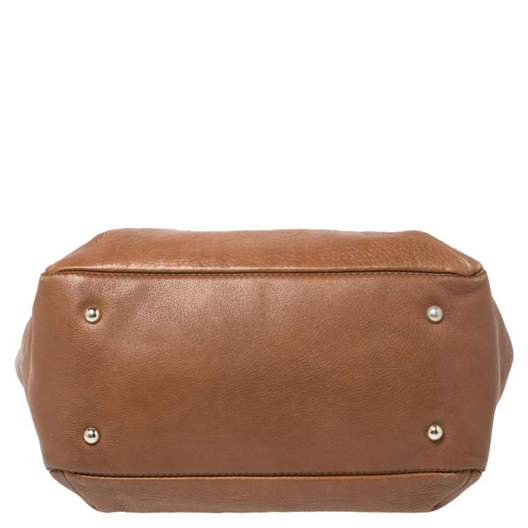 Pre Owned Carolina Herrera Brown Monogram Leather Audrey Tote 