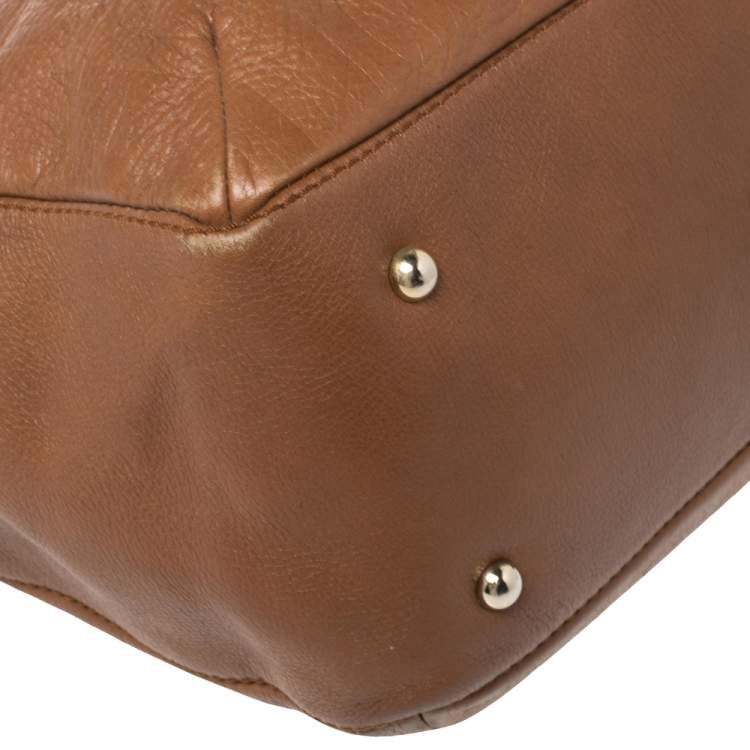 Pre Owned Carolina Herrera Brown Monogram Leather Audrey Tote 