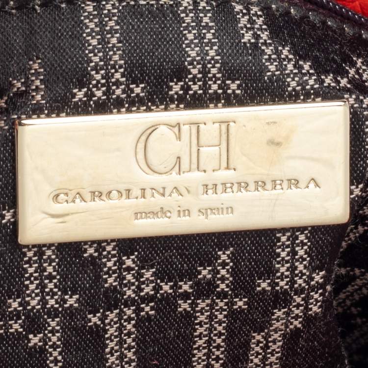 Pre Owned Carolina Herrera Red Leather Flap Shoulder Bag