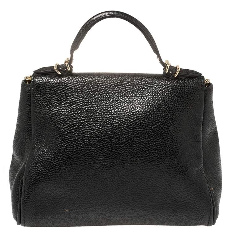 Pre Owned Carolina Herrera Black Leather Minueto Top Handle Bag