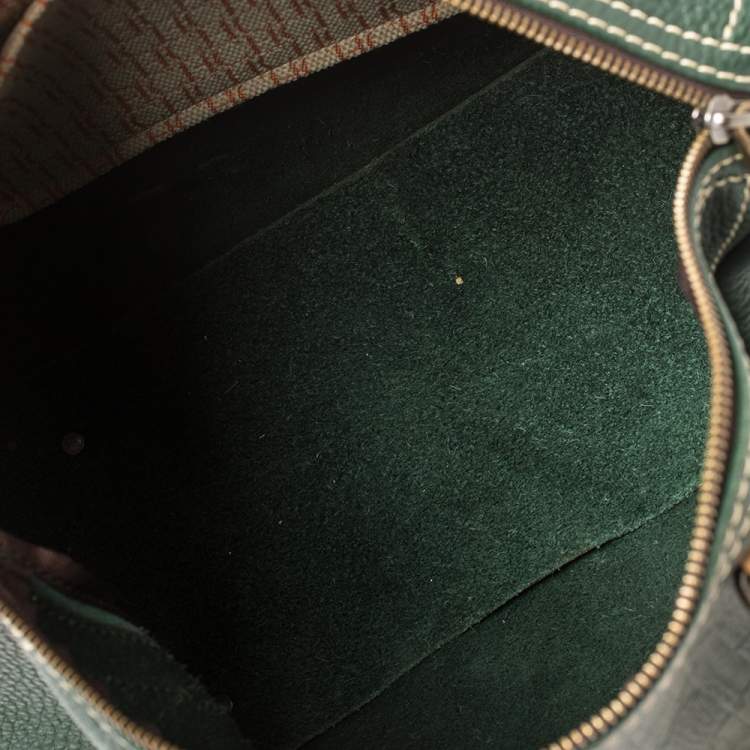 Pre Owned Carolina Herrera Green Monogram Leather large Andy Boston Bag