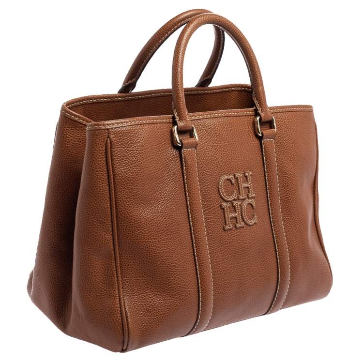 Pre Owned Carolina Herrera Brown Leather Matteo Tote