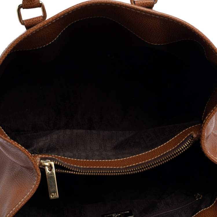 Pre Owned Carolina Herrera Brown Leather Matteo Tote