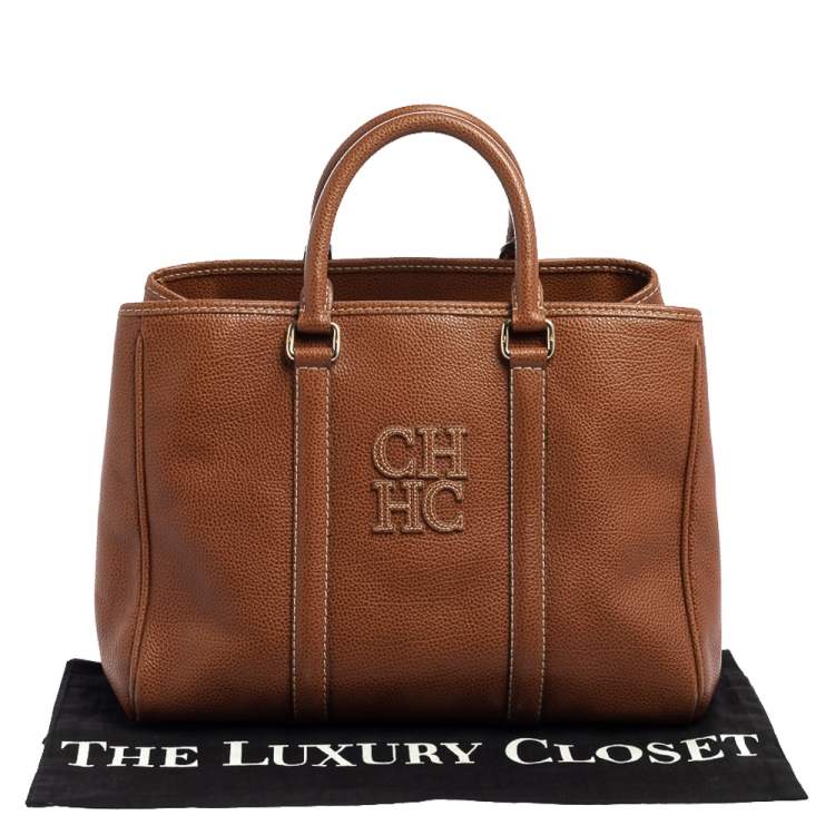 Pre Owned Carolina Herrera Brown Leather Matteo Tote