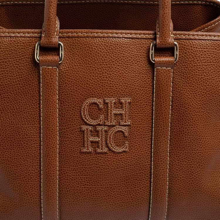 Pre Owned Carolina Herrera Brown Leather Matteo Tote