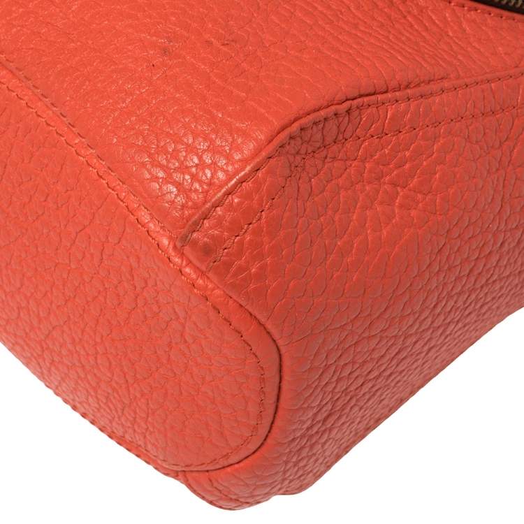 Pre Owned Carolina Herrera Orange Leather Zip Hobo
