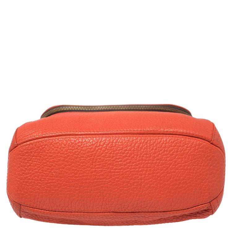 Pre Owned Carolina Herrera Orange Leather Zip Hobo