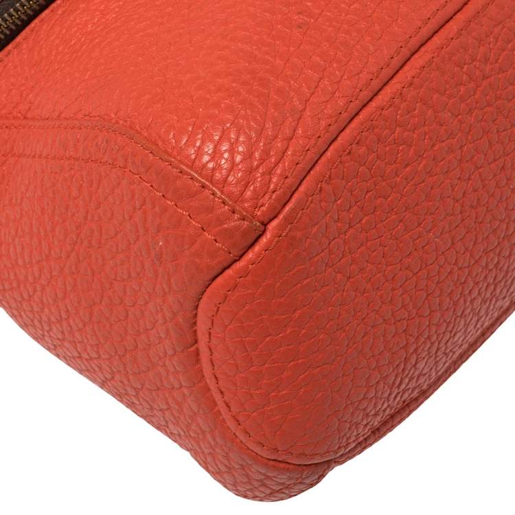 Pre Owned Carolina Herrera Orange Leather Zip Hobo