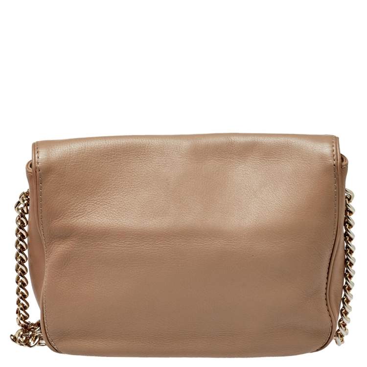 Pre Owned Carolina Herrera Beige Leather New Baltazar Flap Shoulder Bag