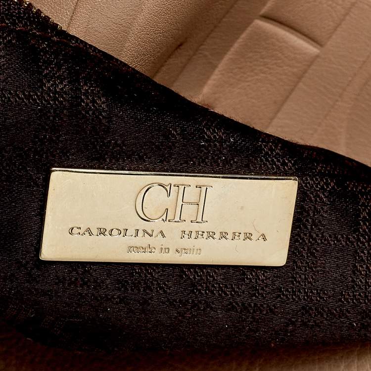 Pre Owned Carolina Herrera Beige Leather New Baltazar Flap Shoulder Bag