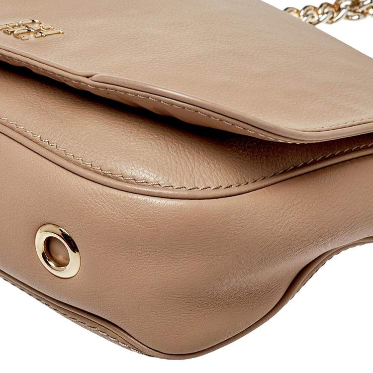 Pre Owned Carolina Herrera Beige Leather New Baltazar Flap Shoulder Bag