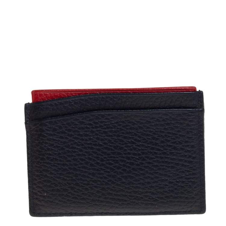 Pre Owned Carolina Herrera Blue/Red Leather Sport Card Holder