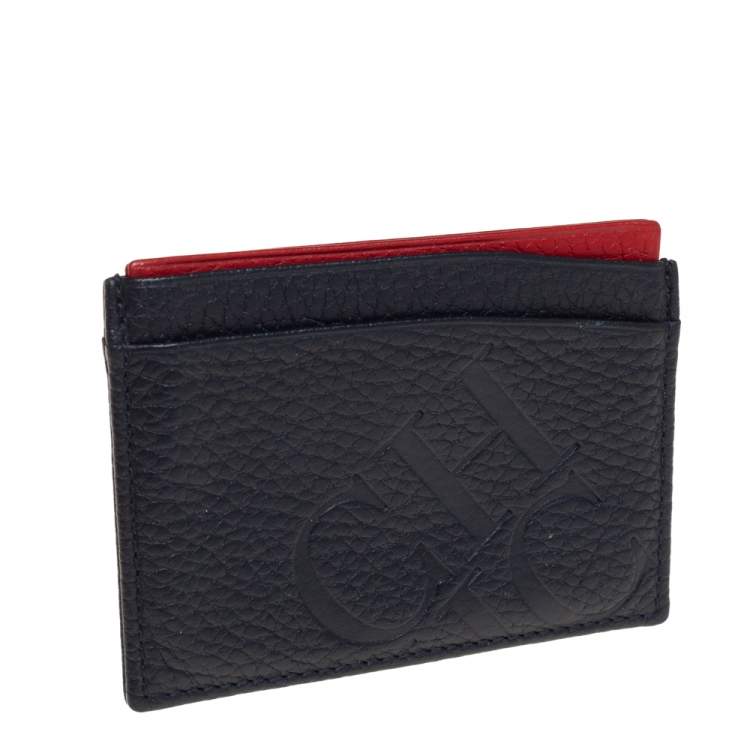 Pre Owned Carolina Herrera Blue/Red Leather Sport Card Holder