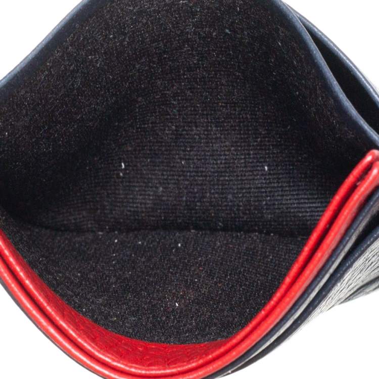 Pre Owned Carolina Herrera Blue/Red Leather Sport Card Holder