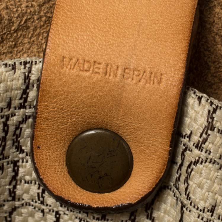 Pre Owned Carolina Herrera Beige Monogram Leather Andy Tote