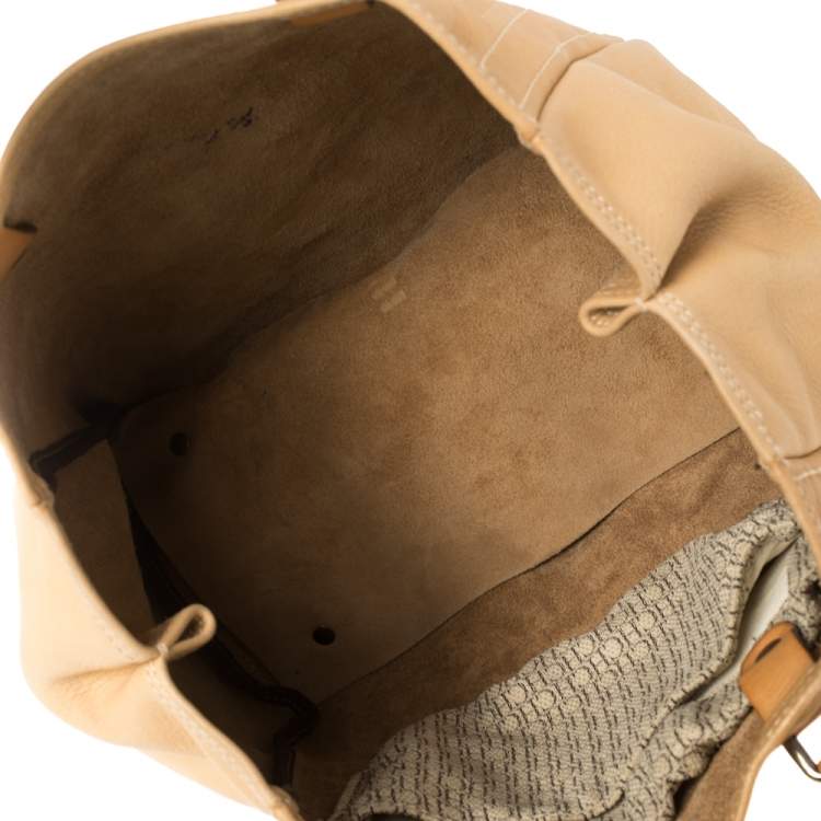 Pre Owned Carolina Herrera Beige Monogram Leather Andy Tote