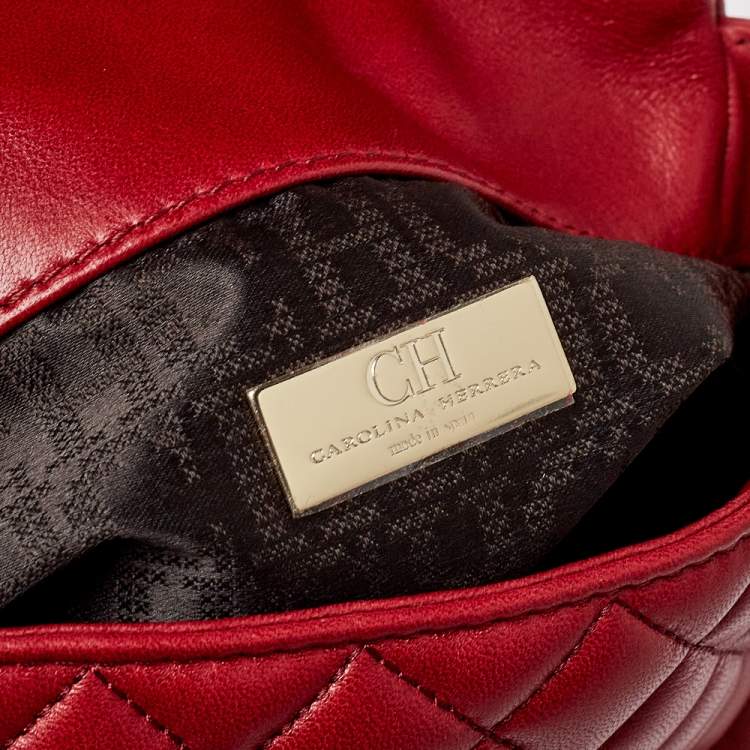 Pre Owned Carolina Herrera Red Quilted Leather Shoulder Bag
