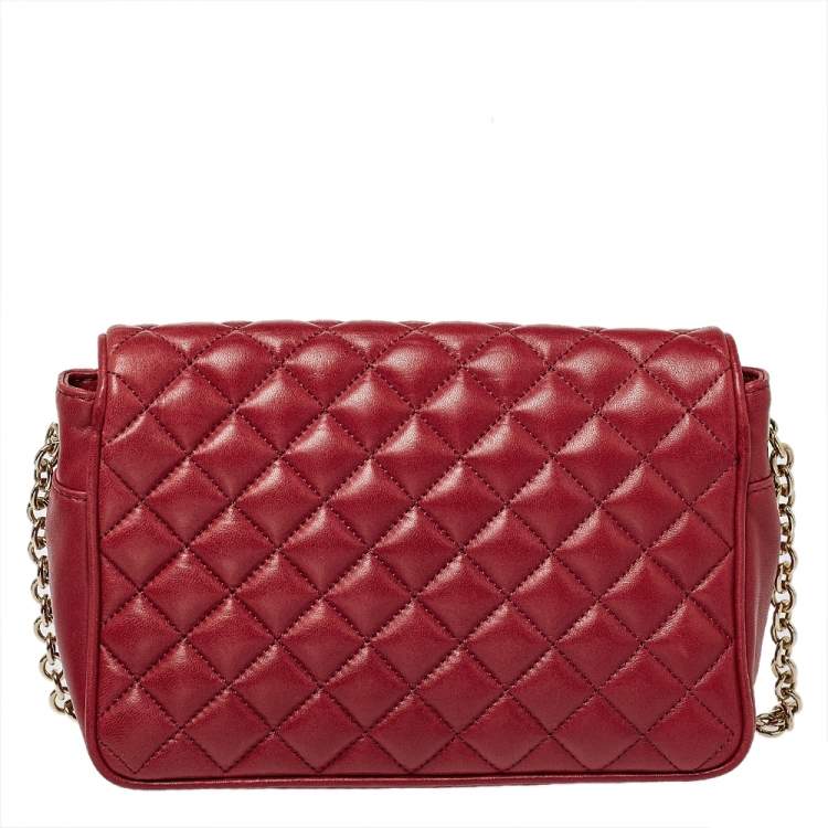 Pre Owned Carolina Herrera Red Quilted Leather Shoulder Bag