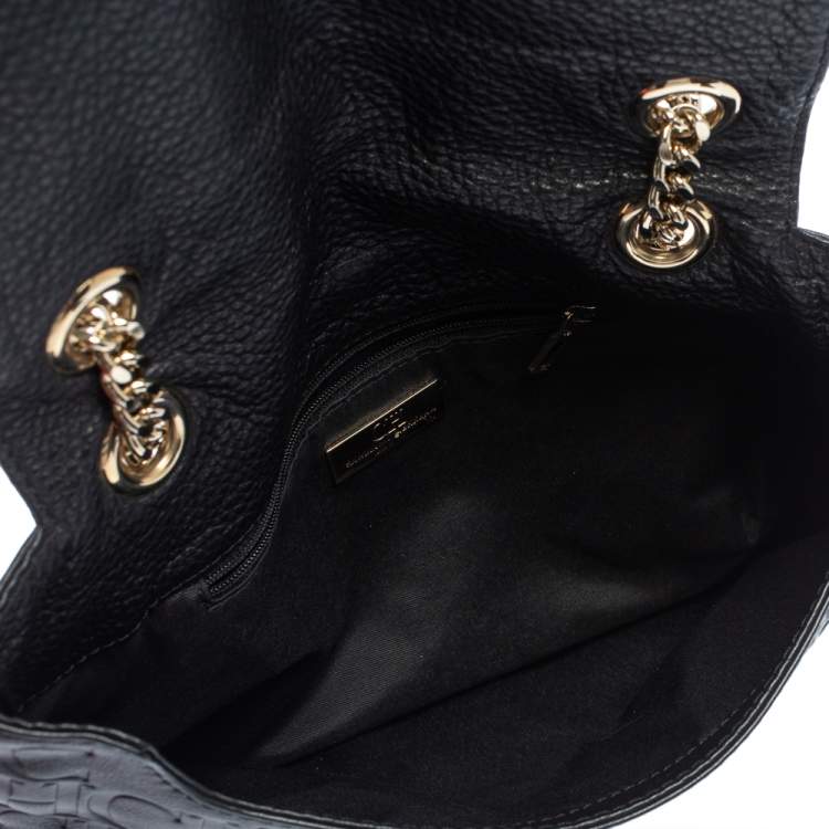 Pre Owned Carolina Herrera Black Studded Leather Audrey Shoulder Bag