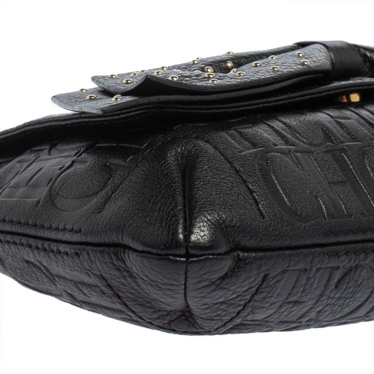 Pre Owned Carolina Herrera Black Studded Leather Audrey Shoulder Bag