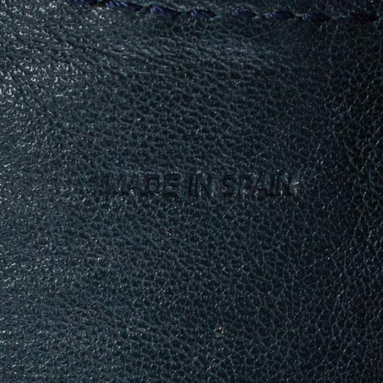 Pre Owned Carolina Herrera Blue Monogram Leather Matryoshka Tote