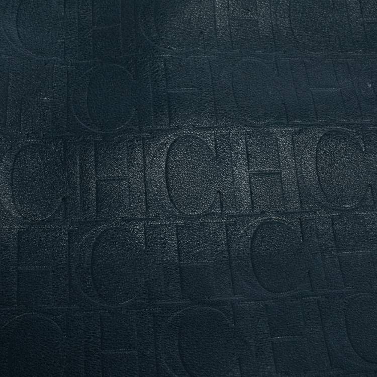 Pre Owned Carolina Herrera Blue Monogram Leather Matryoshka Tote